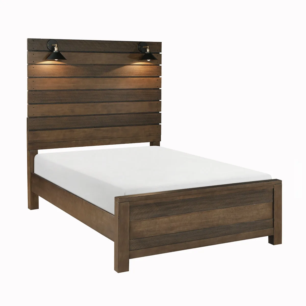 Rustic Industrial LED Panel King Size Bed