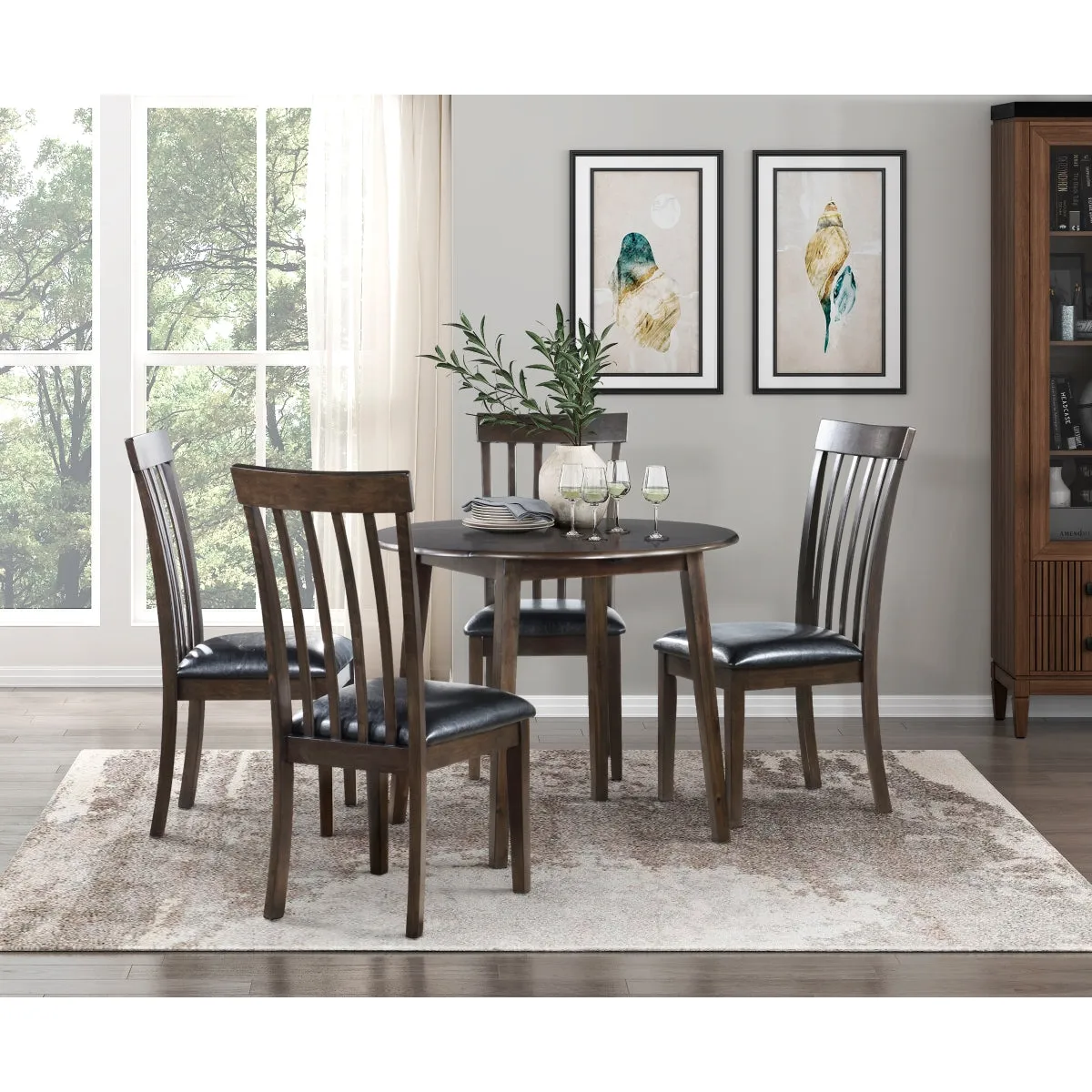 Rutland Casual Dining Table with Dual Drop Leaf Sides - Espresso Finish