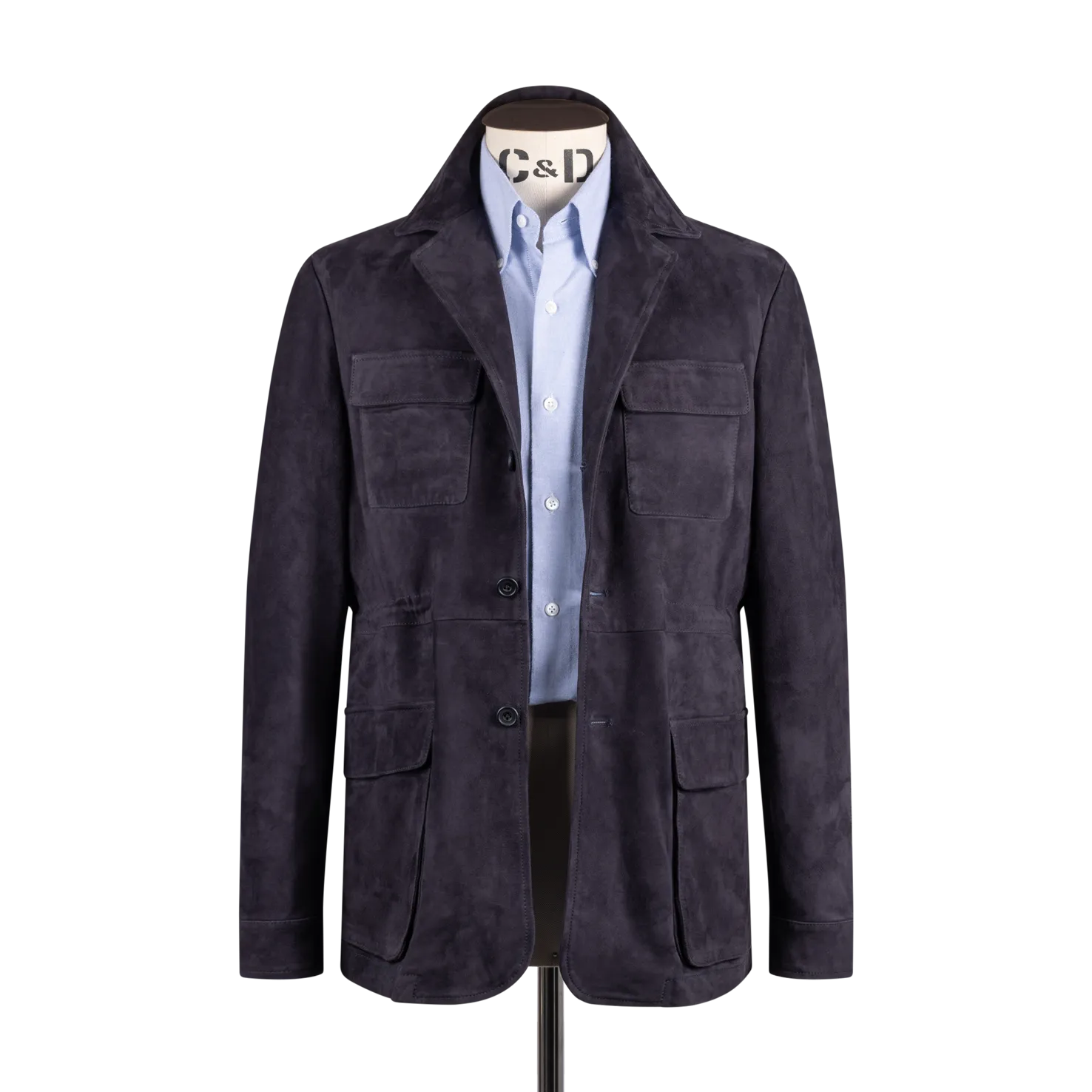 Safari Jacket in Navy Blue Suede