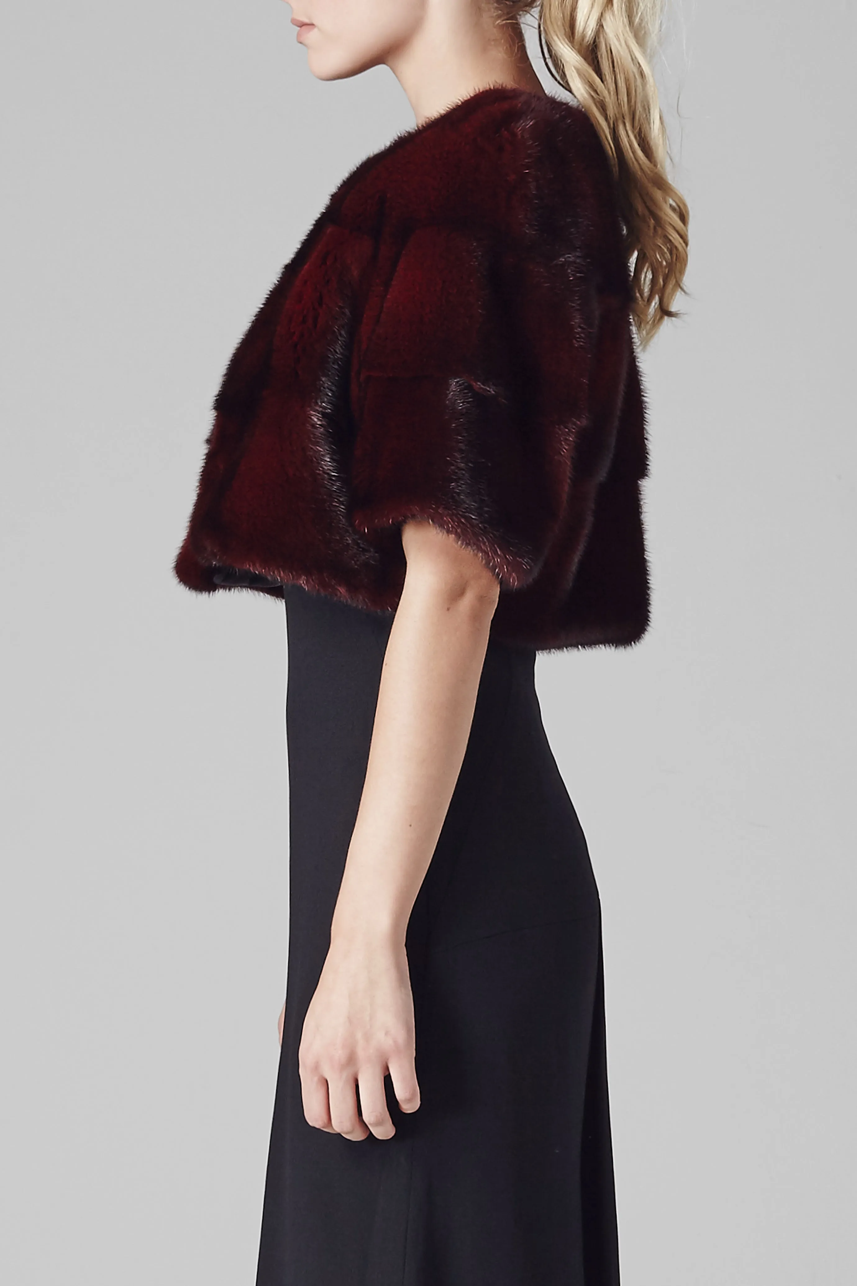 Sarah Mini Mink Fur Jacket Claret