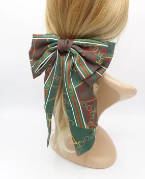 satin hair bow chain belt print hair accessory for women