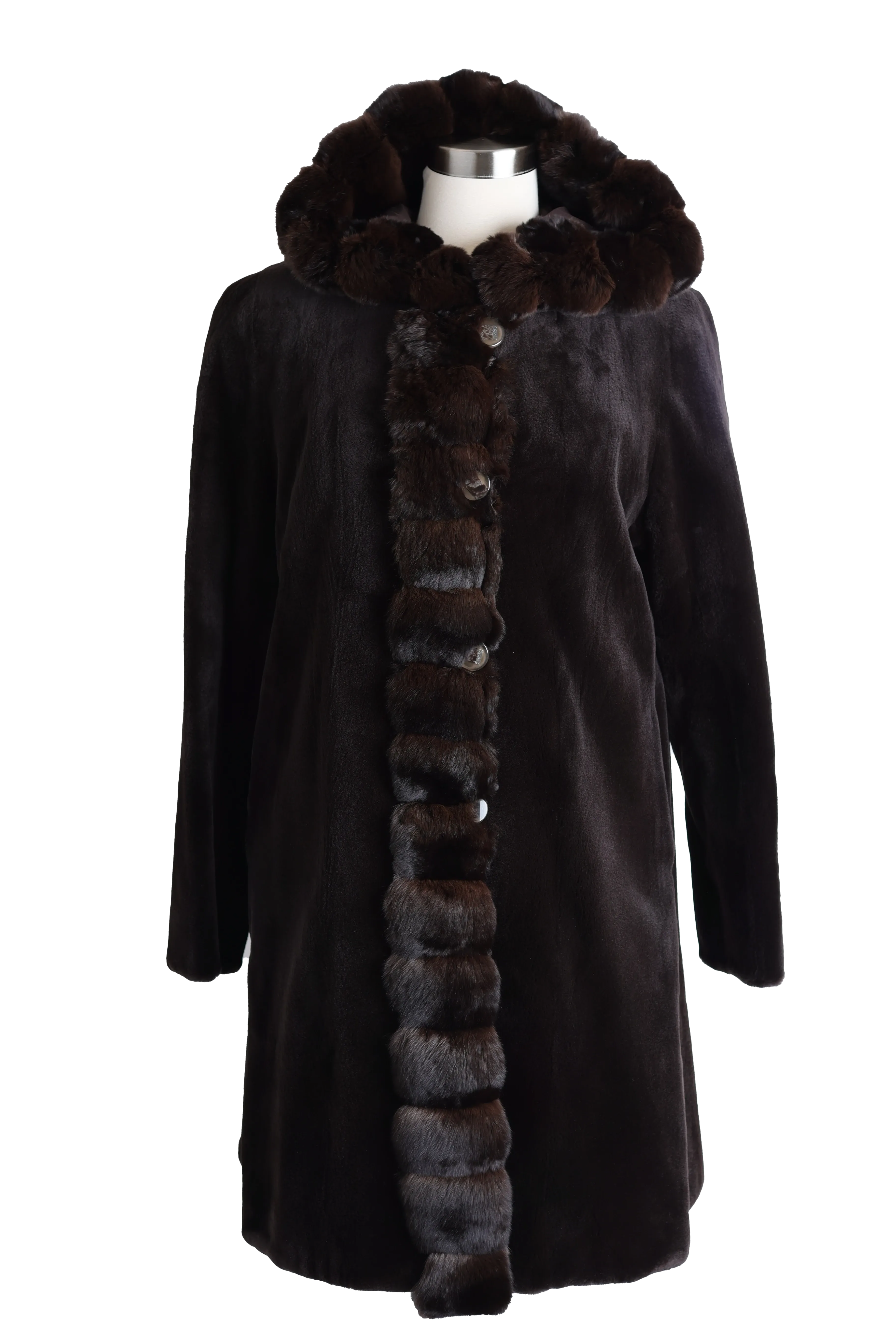 Sheared Mink Reversible Coat w/ Chinchilla Trim