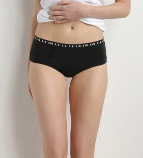 Shorty menstruel lavable en coton bio noir Flux abondant Dim Protect