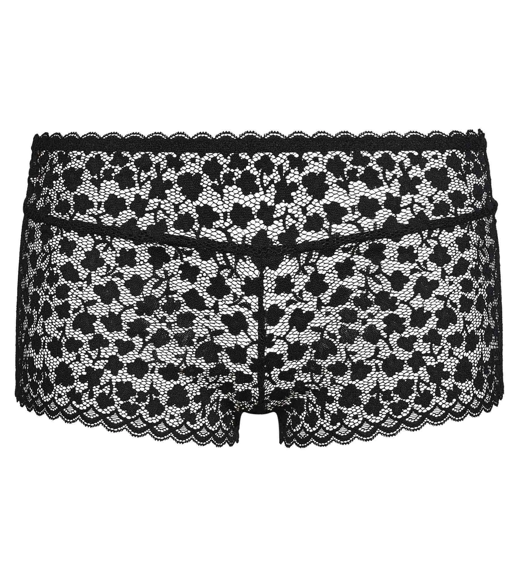 Shorty pour femme en dentelle florale Noire Daisy Lace