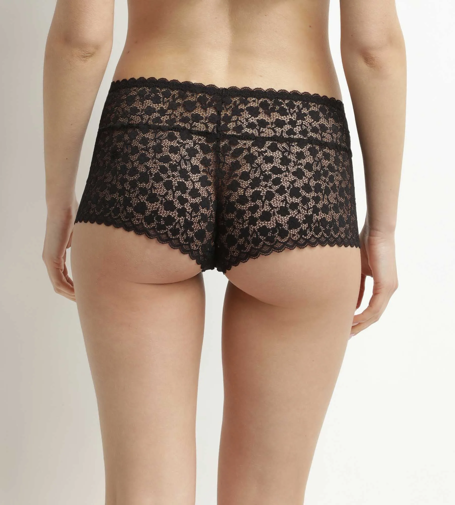 Shorty pour femme en dentelle florale Noire Daisy Lace