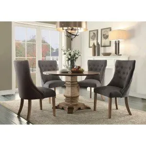 Side Wing Grey Fabric Chair - Set of 2