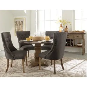 Side Wing Grey Fabric Chair - Set of 2