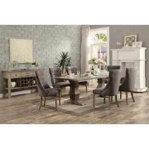 Side Wing Grey Fabric Chair - Set of 2