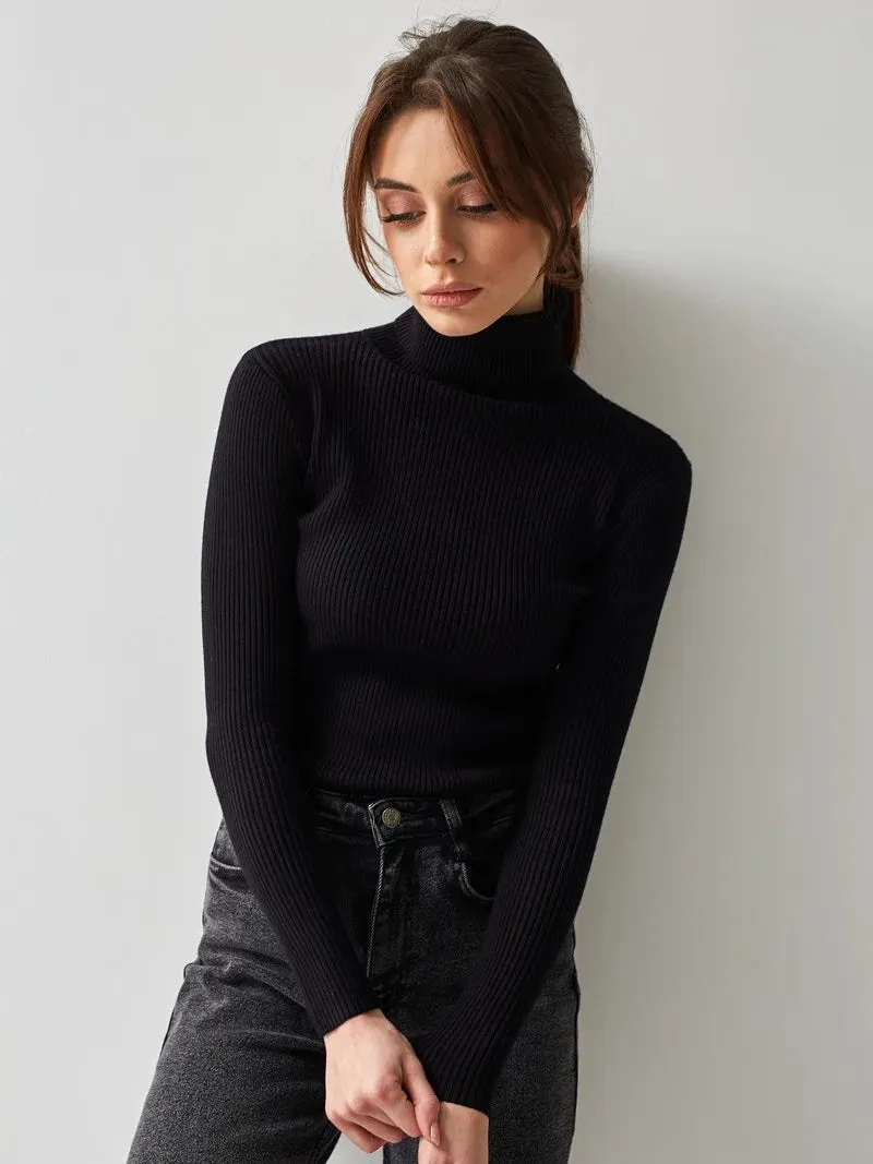 Slimline Turtleneck Knitted Top