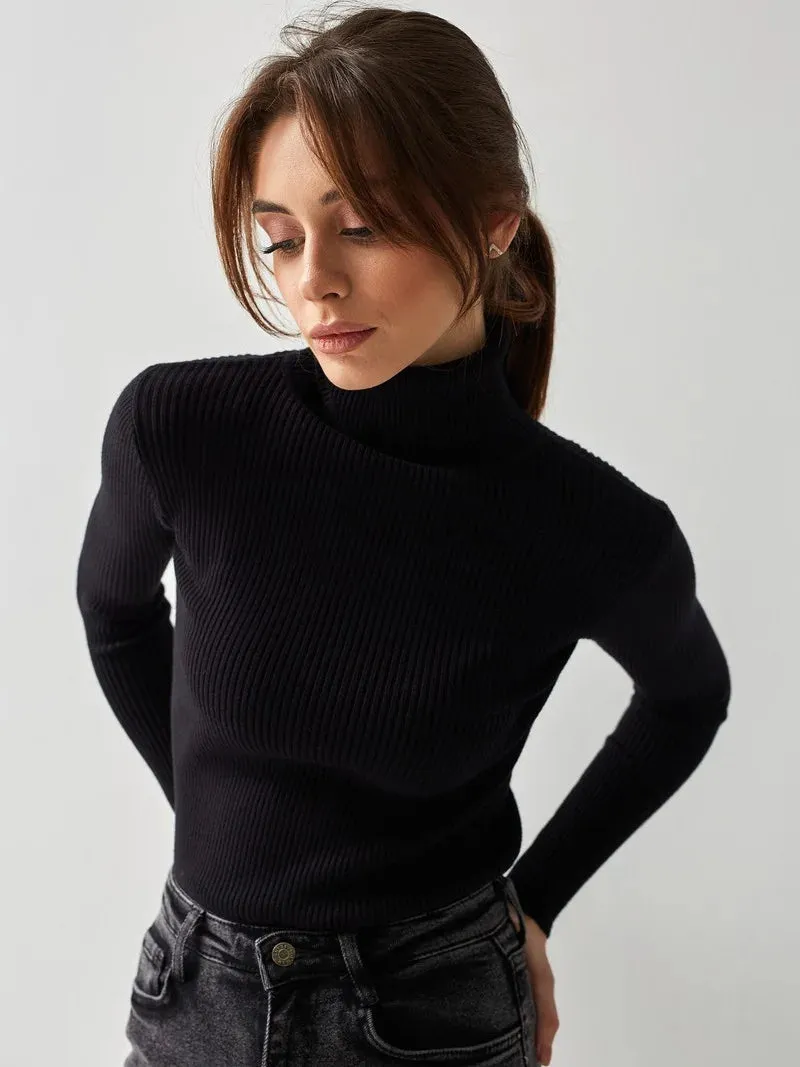 Slimline Turtleneck Knitted Top