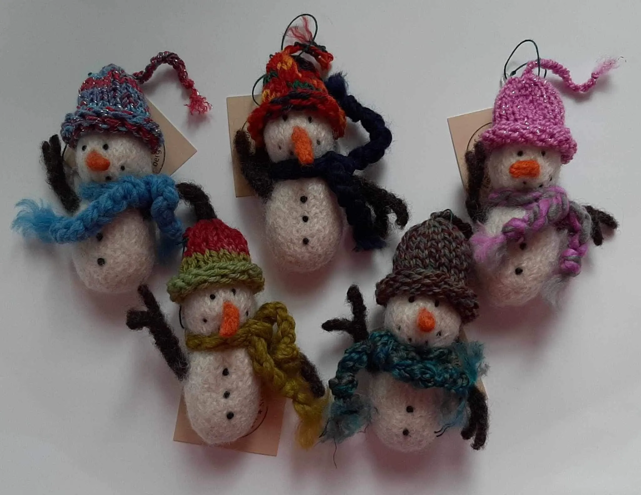 Snowmen- Sp-20 Felted 100% Wool Ornament  4 1/2" x 2"