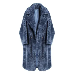 Solid Faux Fur Coats For Women Lapel Long Sleeve Patchwork Single Breasted Temperament Coat Female Fashion Clothes