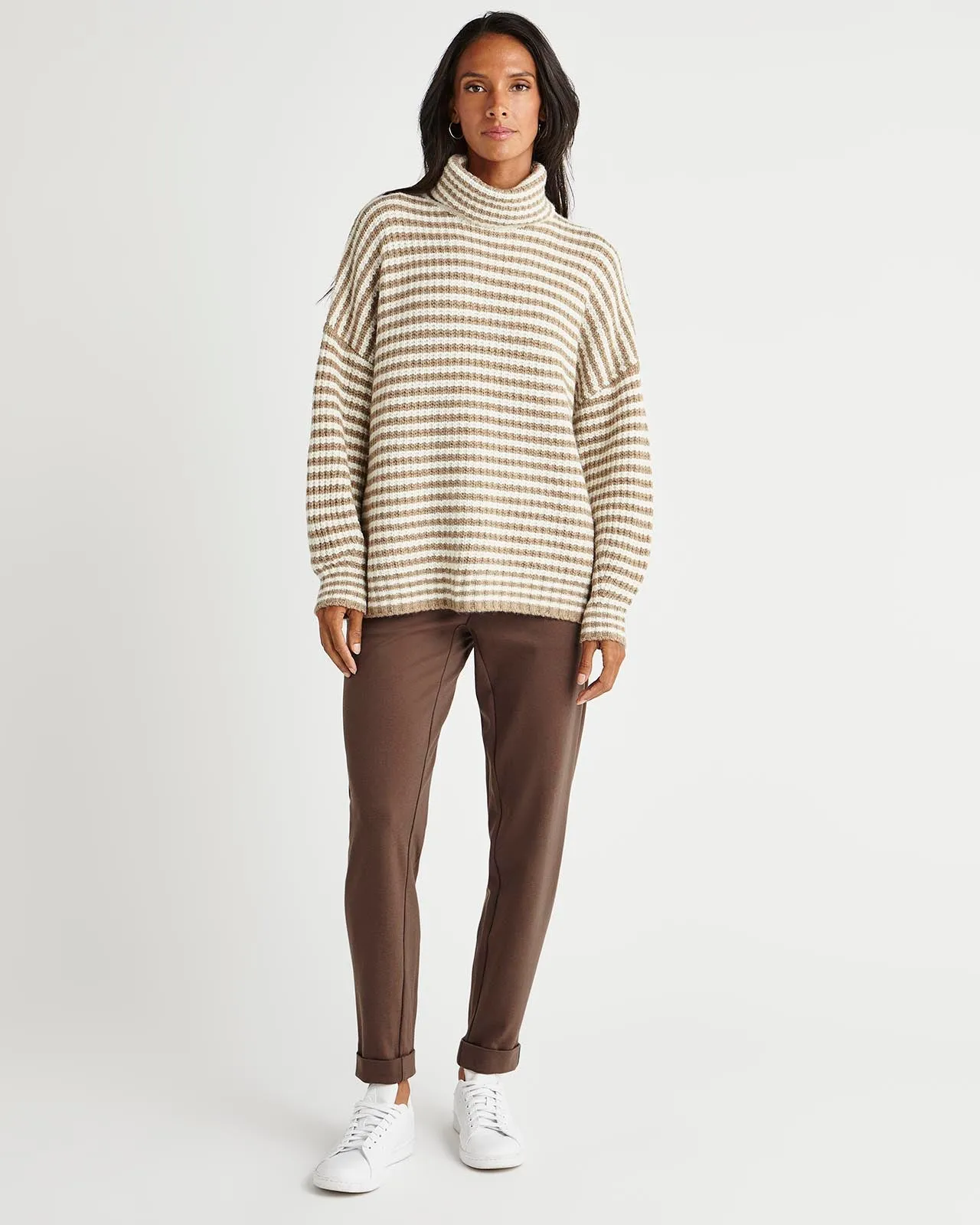 Splendid x Cella Jane Cashblend Striped Turtleneck Sweater