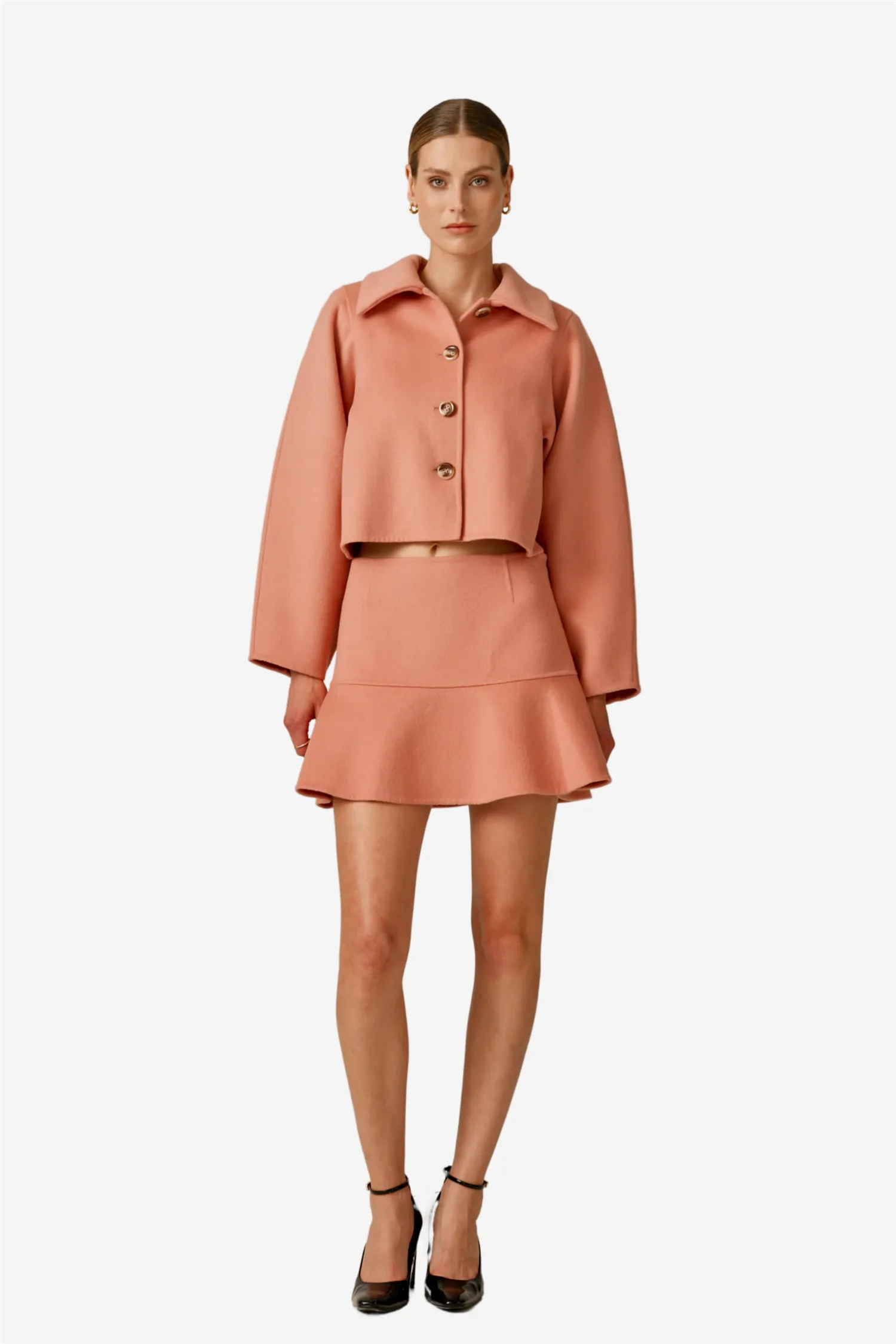 Tailored Cropped Jacket Dusty Pink