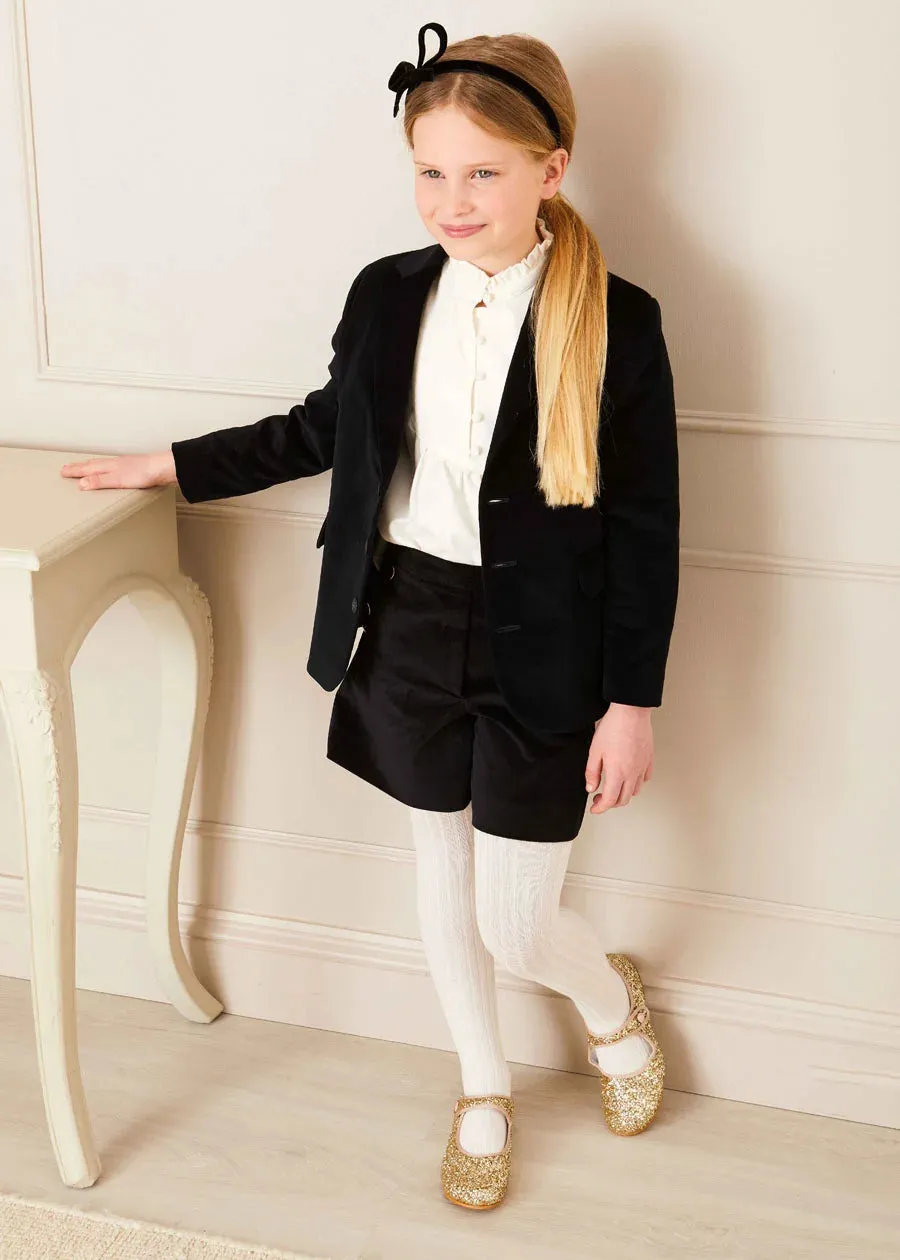 The Black Velvet Blazer with Shorts Girl Look