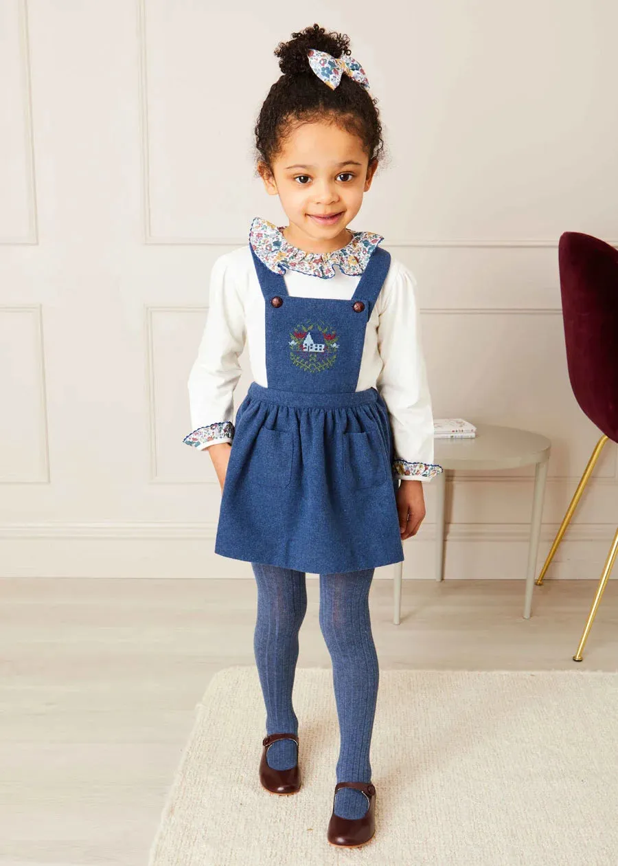 The Blue Wool Embroidered Skirt Baby Girl Look