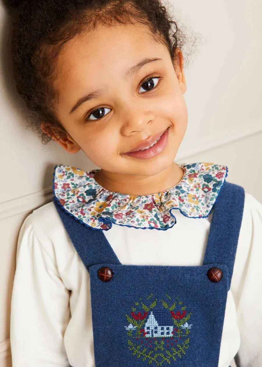 The Blue Wool Embroidered Skirt Baby Girl Look