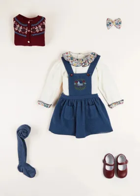 The Blue Wool Embroidered Skirt Baby Girl Look