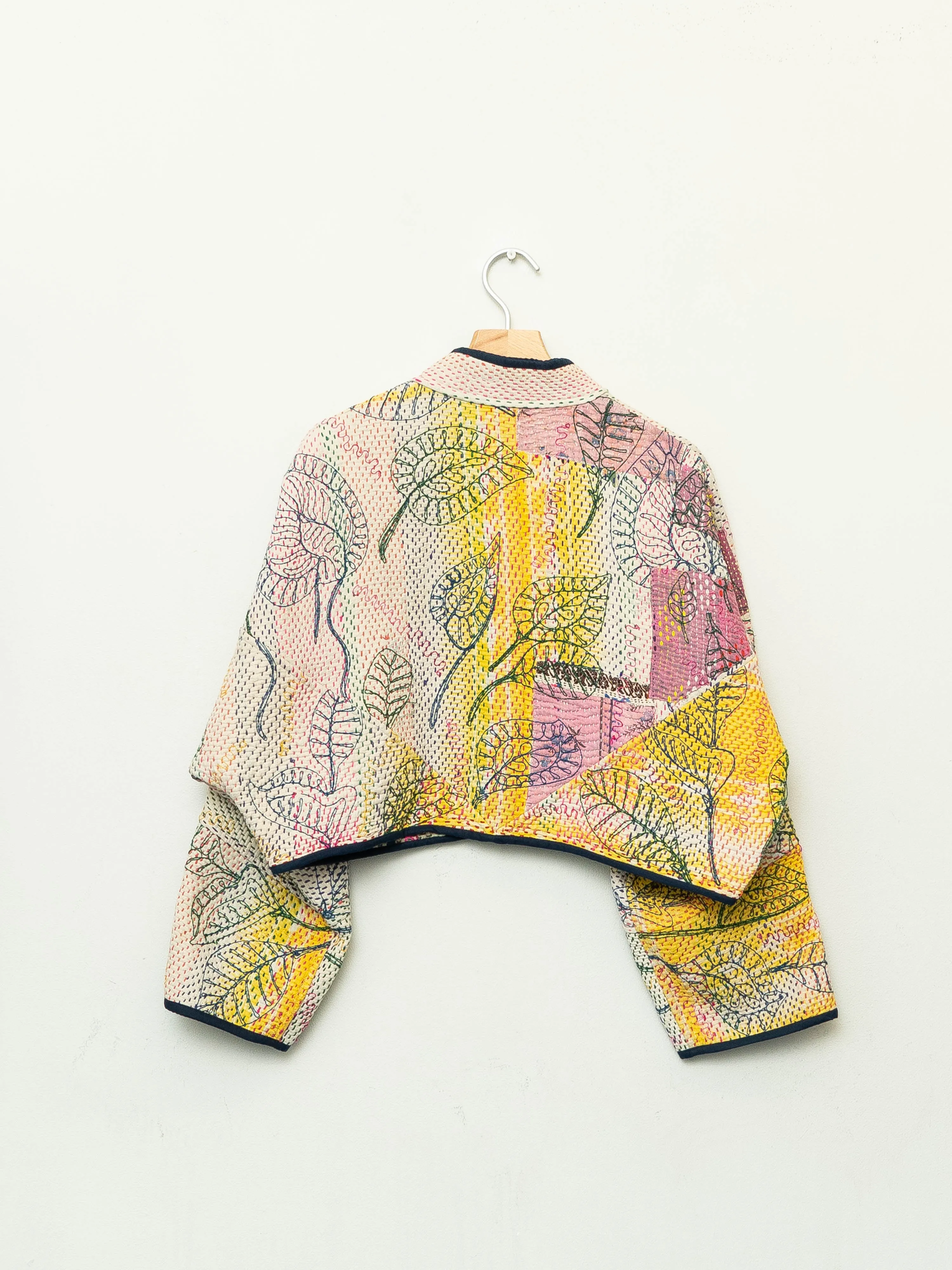 The Kaira Cropped Suzani Quilted Kantha Jacket