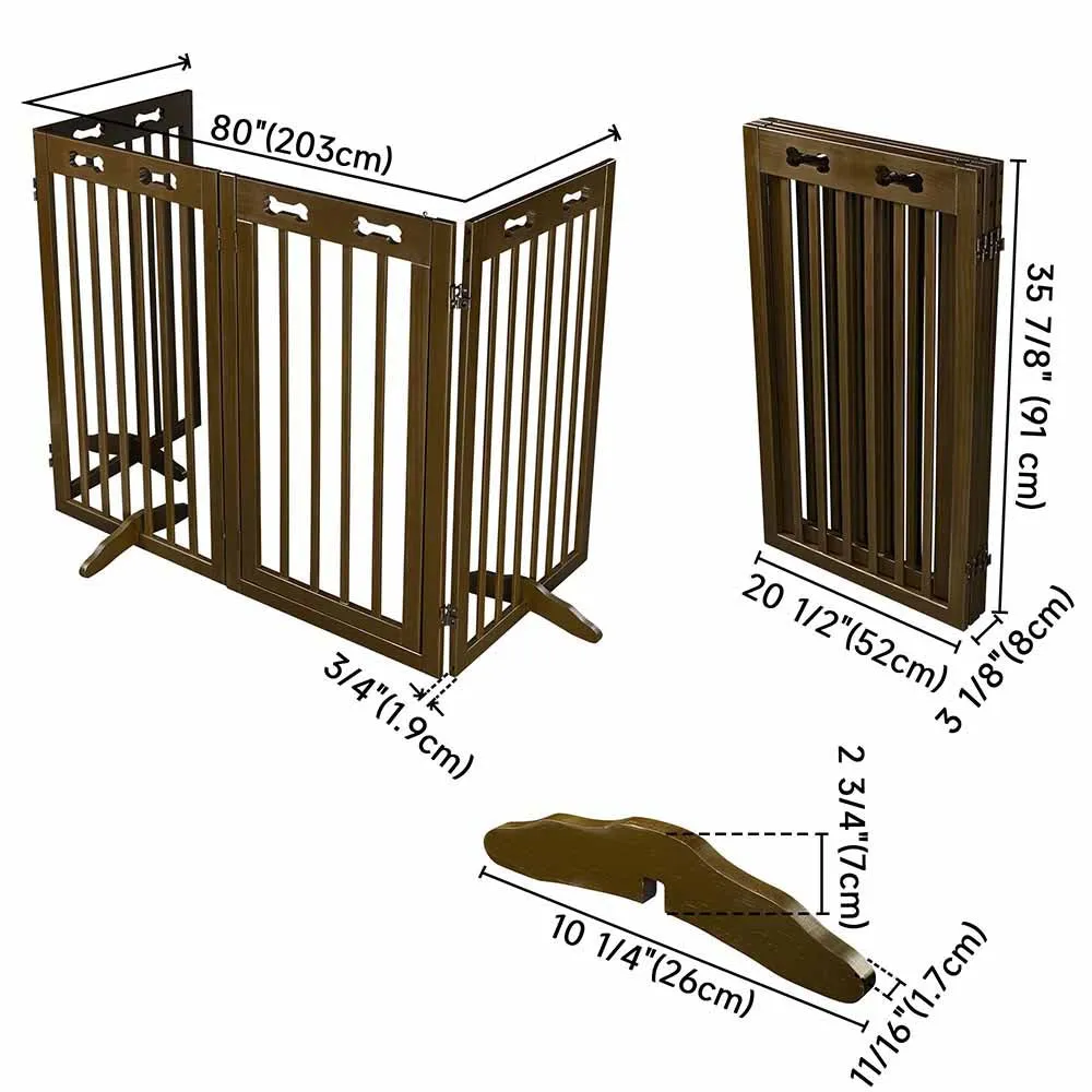 TheLAShop 4-Panel 80x36 Folding Gate-n-Crate Convertible Pet Gate Barrier