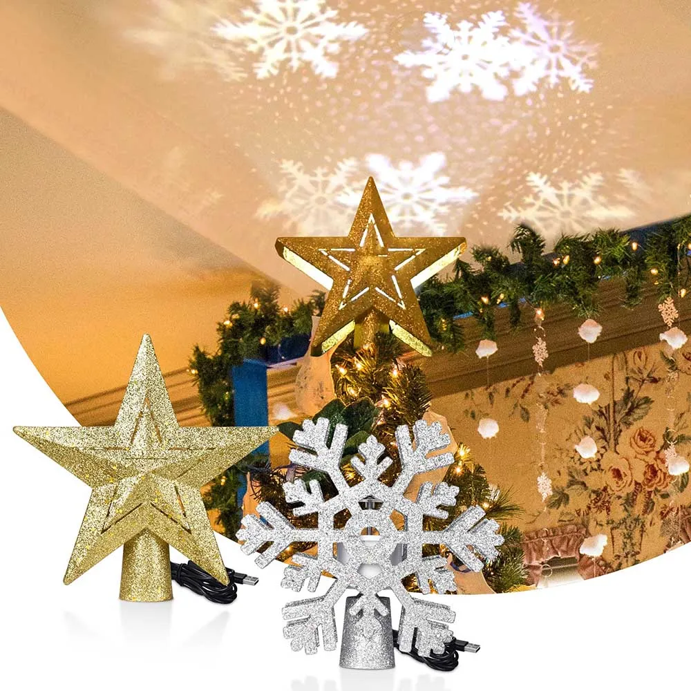 TheLAShop Christmas Tree Star Snowflake Topper Projector