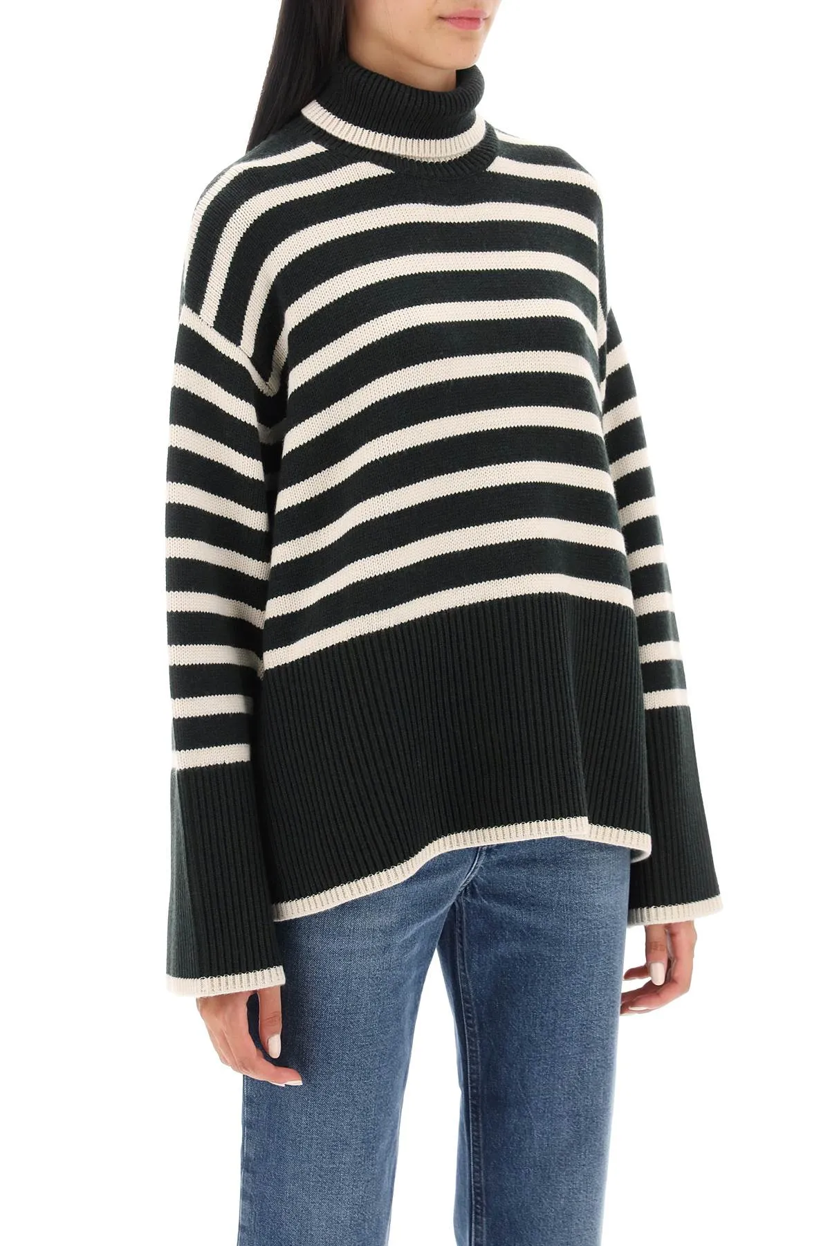 Toteme striped wool and cotton turtleneck sweater