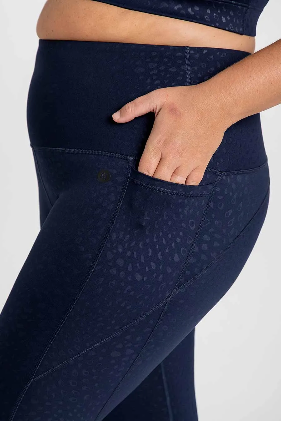 Training Pocket 3/4 Length Tight - Navy Leopard