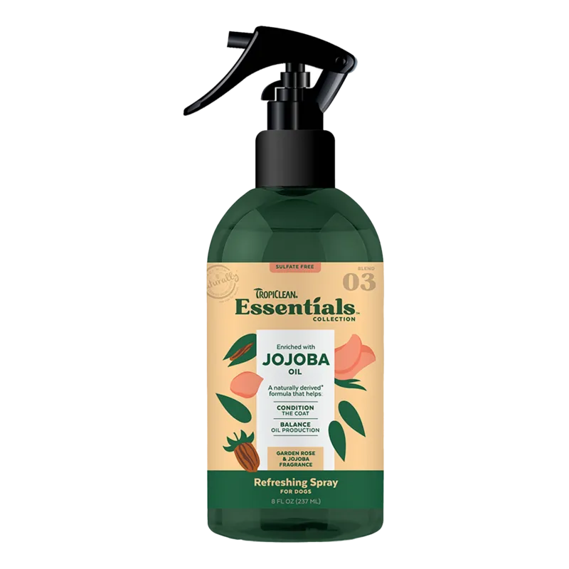 TropiClean Essentials Refreshing Spray Jojoba Oil - Garden Rose & Jojoba for Dogs 8oz