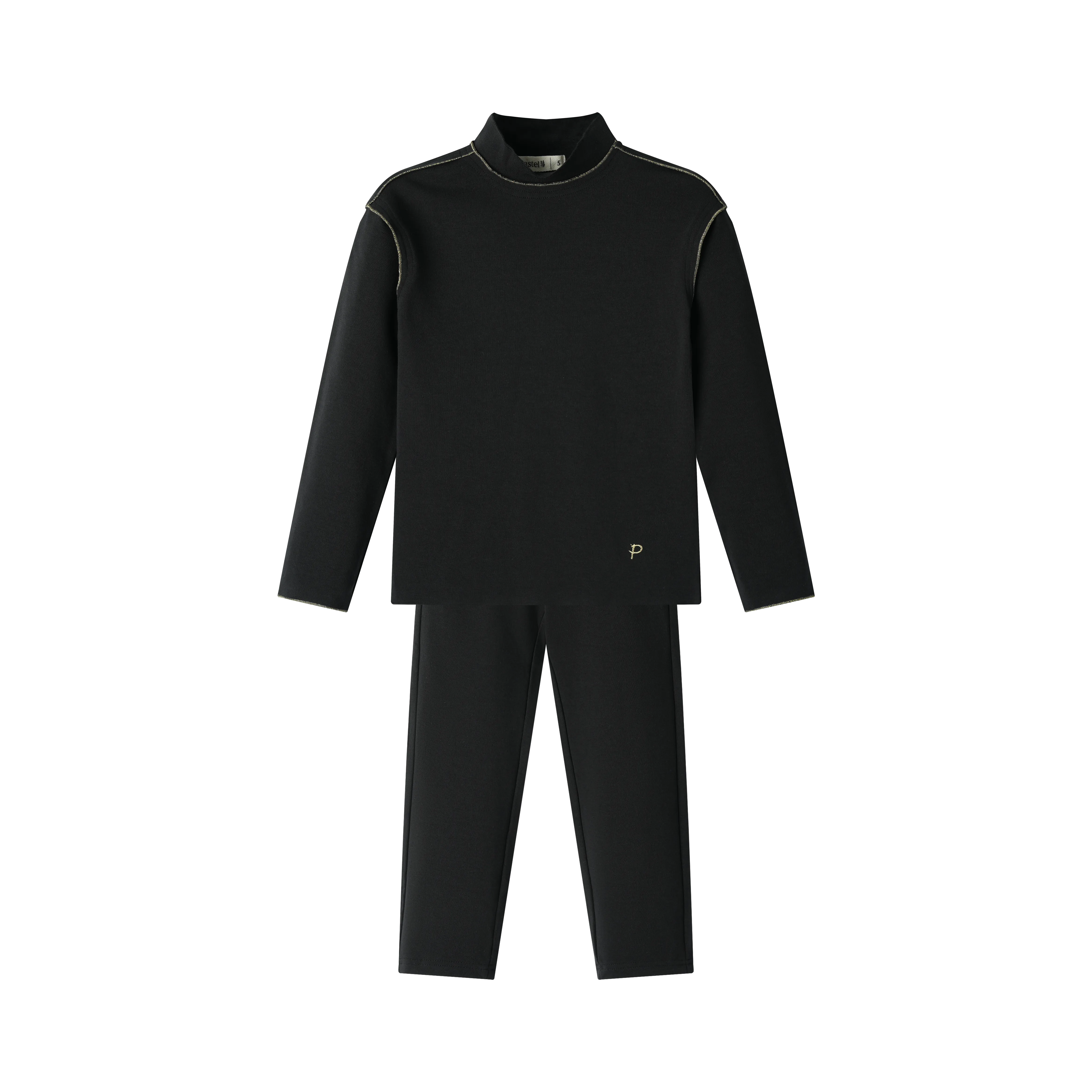 TURTLENECK BOYS 2 PC SET-BLACK