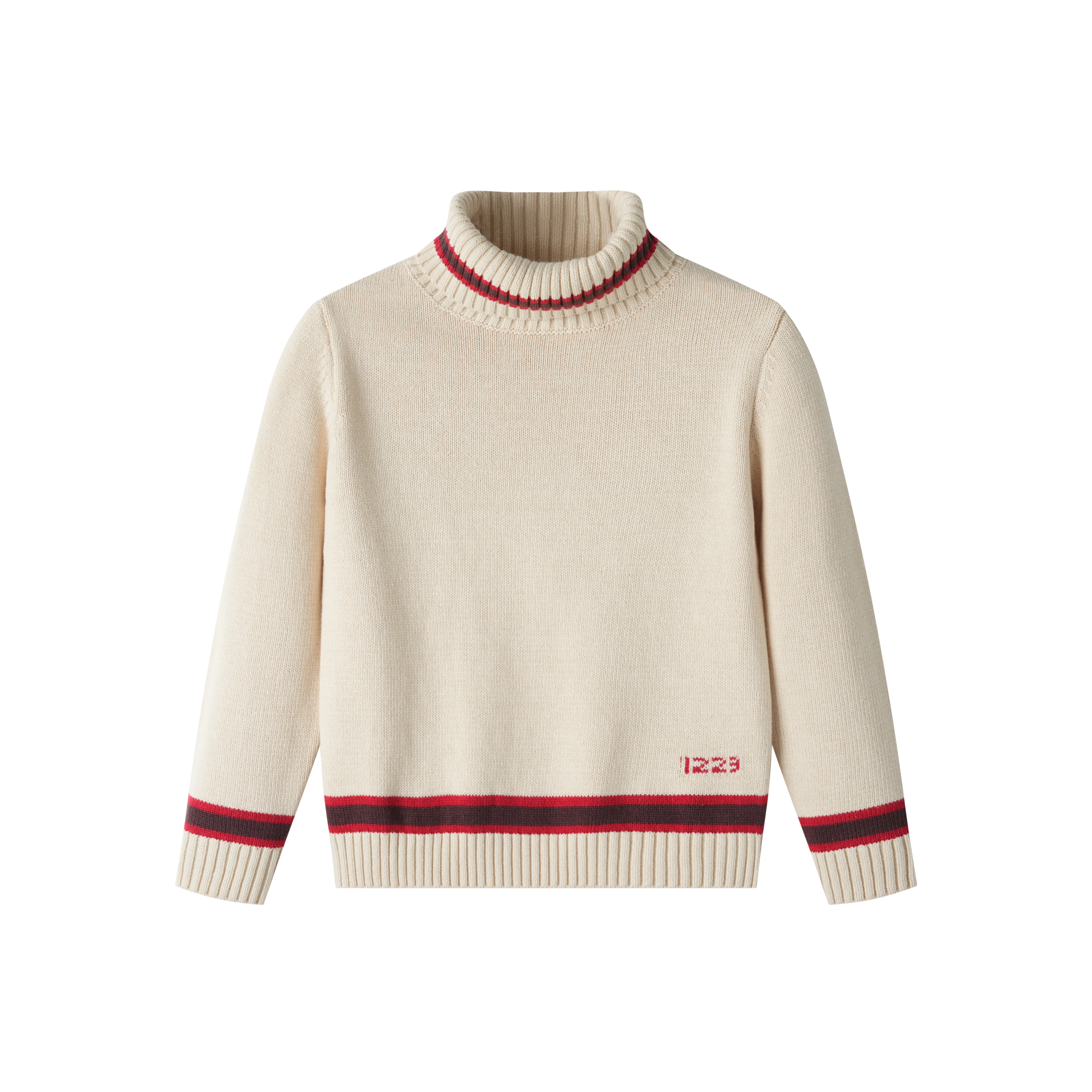 TURTLENECK SWEATER WITH CONTRAST EDGING-CREAM