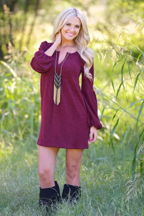 Under Harvest Skies Sweater Dress - Wine