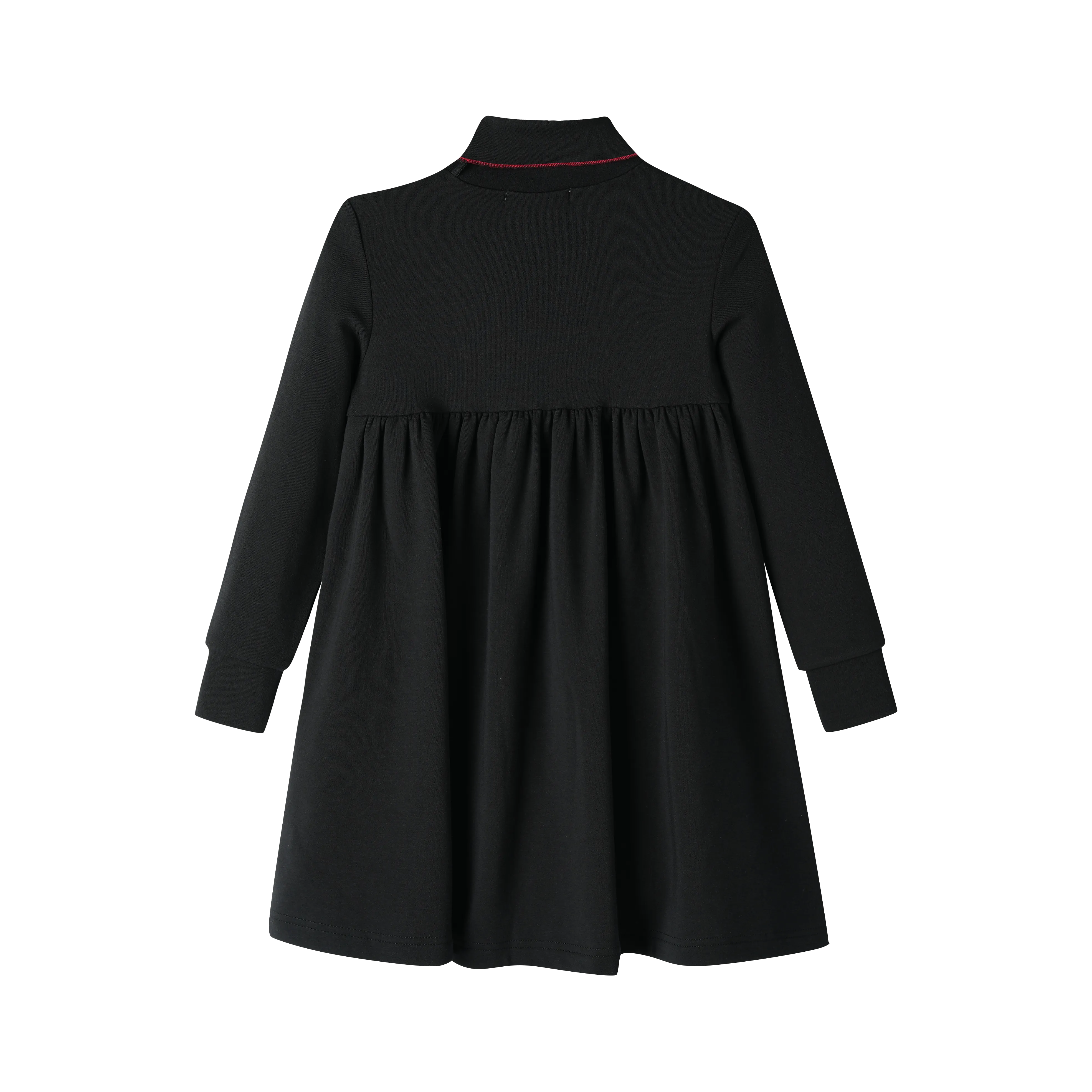 WAISTED TURTLENECK DRESS-BLACK