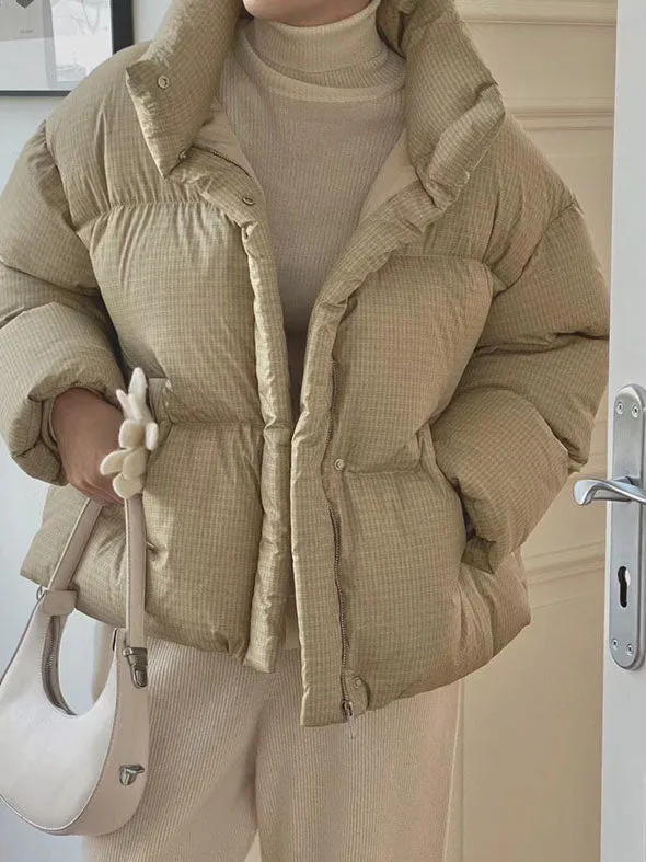 Warm Super Puffy Goose Down Puffer Jacket Quilted