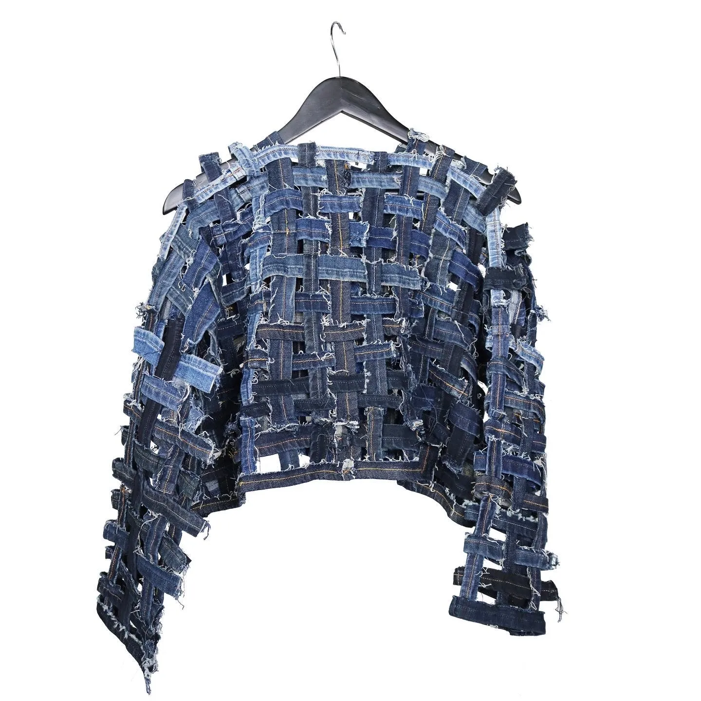 Weave Me (Into Yr Sin) - Upcycled denim Crop jacket