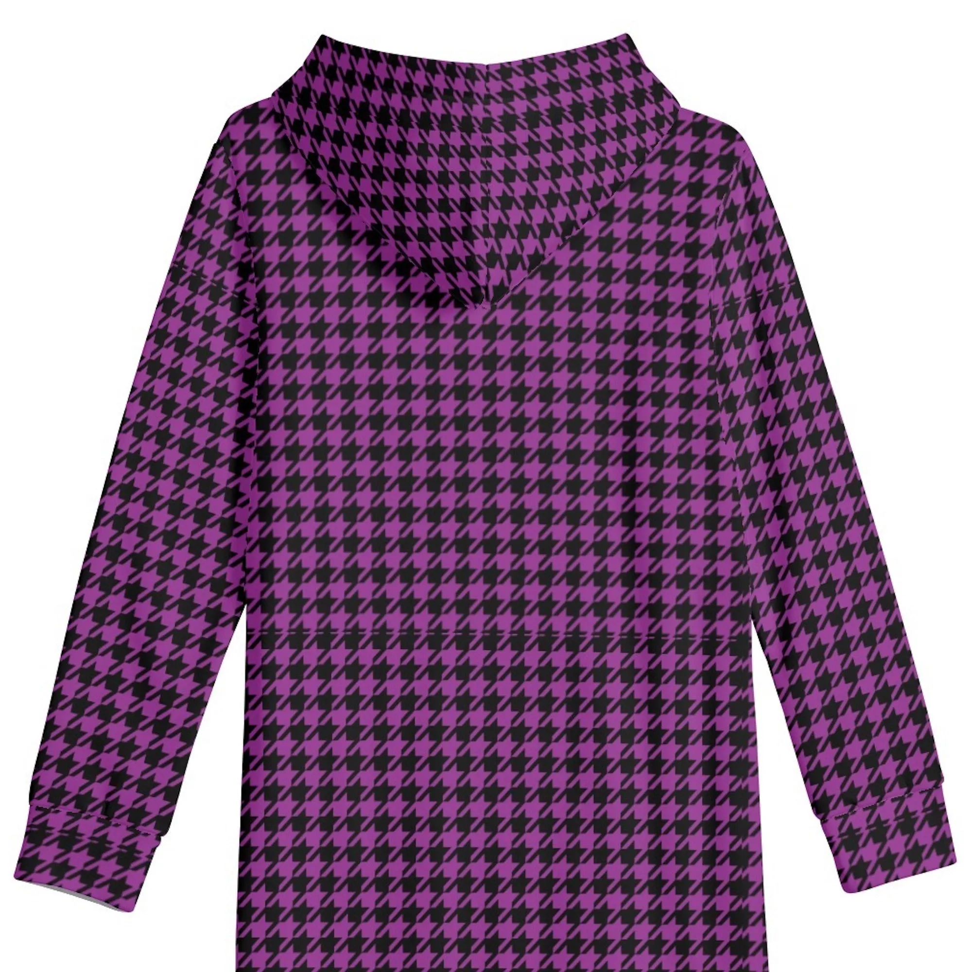 Winter Loungewear | Maxi Dress | Hooded Sweatshirt with Pockets | Plus-Petite Size | Houndstooth Purple dress