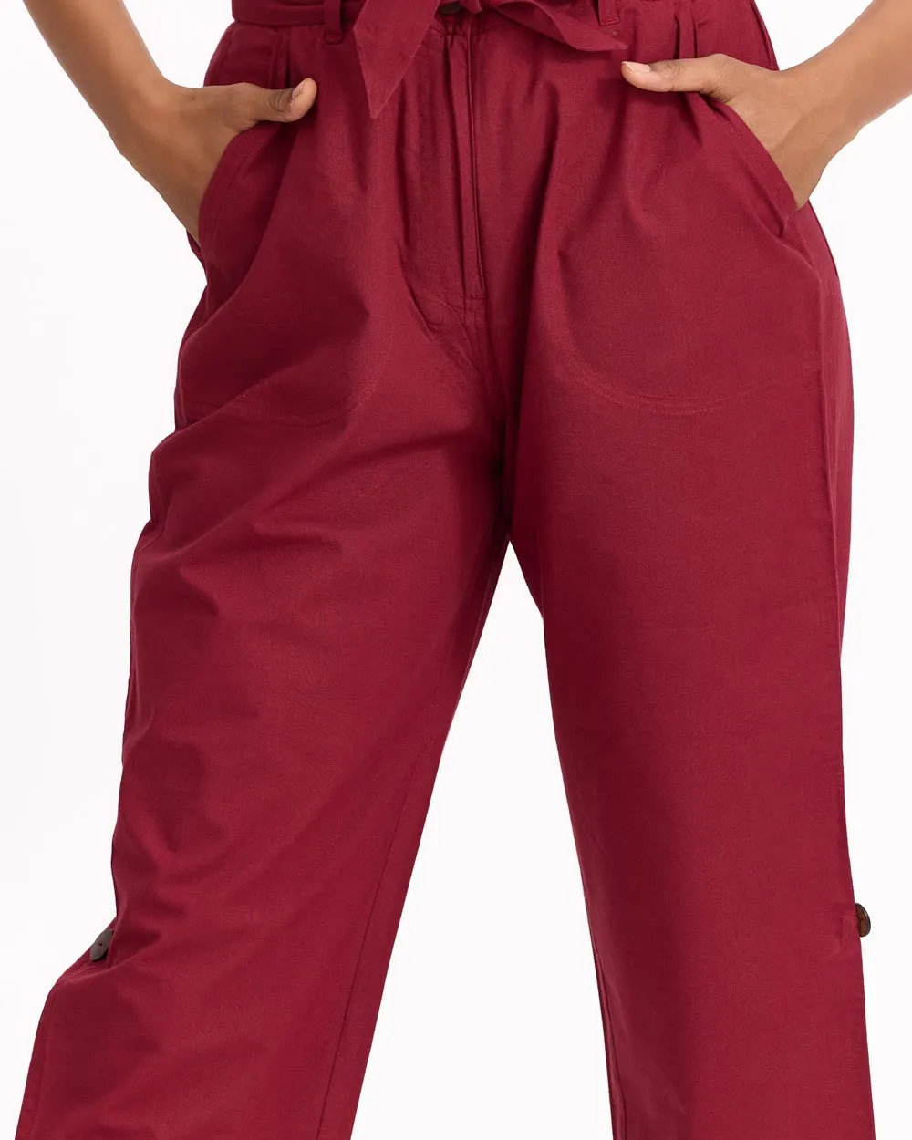 Women Culottes Pants - Maroon