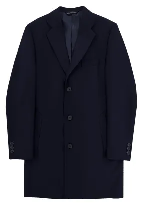 Wool Cashmere Navy Twill Overcoat