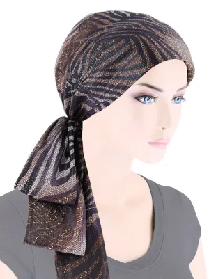 WPS-881#Head Wrap Scarf Purple Brown Stripe Animal