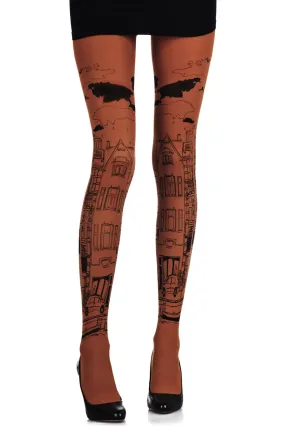 ZOHARA NEIGHBORHOOD Orange Printed Tights